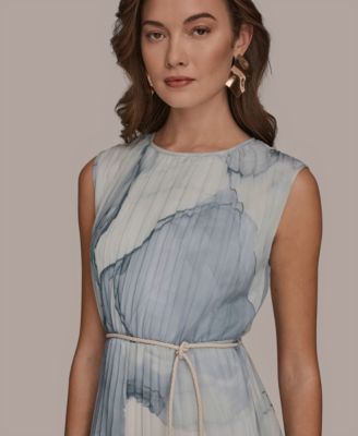 Women's Sleeveless Pleated A-Line Midi Dress