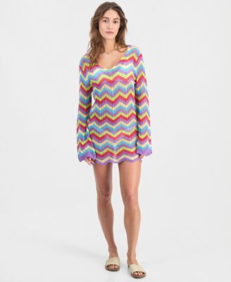Juniors' Chevron Dress Swim Cover-Up