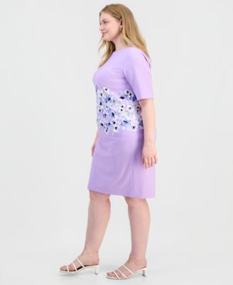 Plus Size Printed Scuba Crepe Sheath Dress