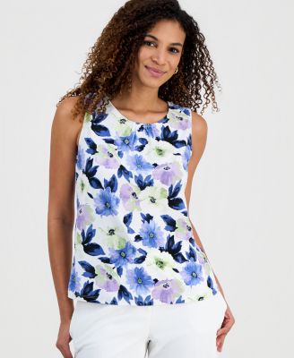 Women's Sleeveless Shirred-Neck Shell 