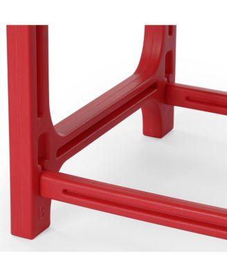 3-Piece HDPE Plastic Adirondack Chairs with 18" Square Side Table Patio Set