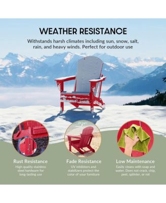 All-Weather Contoured Outdoor Poly Folding Adirondack Chair (Set of 8)