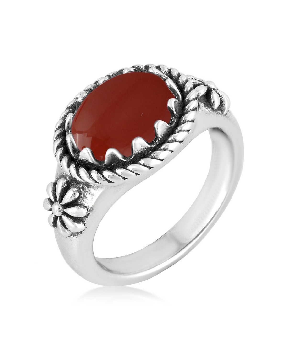 American West Jewelry Sterling Silver Red Jasper East West Ring