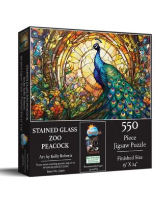 Stained Glass Zoo Peacock 550 piece Jigsaw Puzzle for Adults