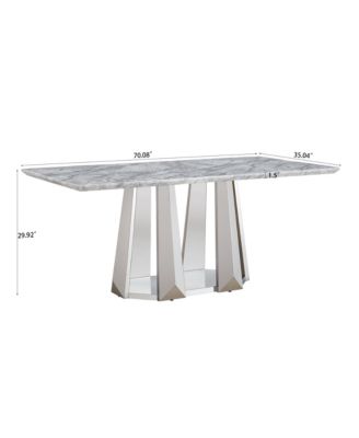 + 70" + Faux Marble + Mirrored Base + Dining Table