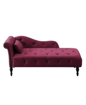 Elegant Velvet Chaise Lounge with Tufted Buttons and Nailhead Trim