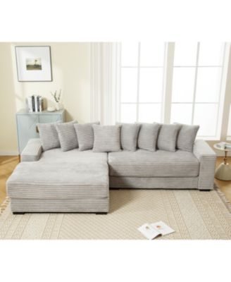 Oversized, Cozy L-Shaped Sofa with Armrests and Throw Pillows