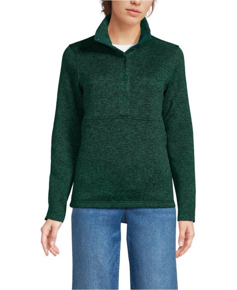 Женские свитеры Lands' End Women's Sweater Fleece Snap Neck Pullover Jacket