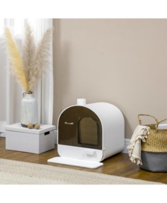 Covered Cat Litter Box with Lid, Tray & Filter - Indoor Cat Litter Pan with Scoop, 17x17x18.5"