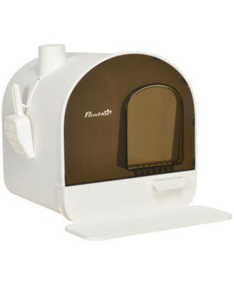Covered Cat Litter Box with Lid, Tray & Filter - Indoor Cat Litter Pan with Scoop, 17x17x18.5"