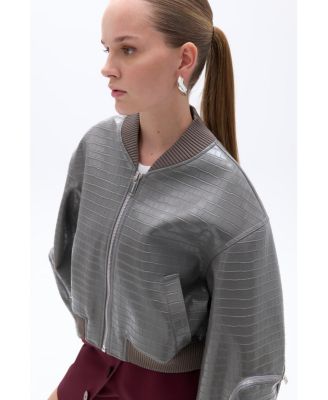 Women's Faux Leather Bomber Jacket