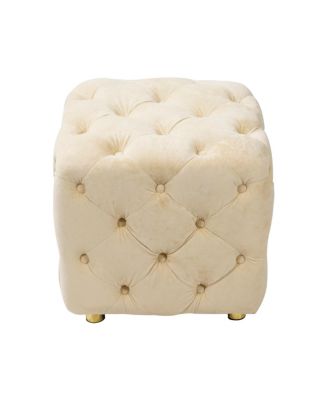 Streamdale Beige Velvet Ottoman & Table Set