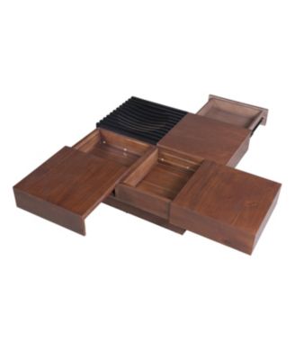 Acacia Wood Coffee Table - Retro Style with Storage