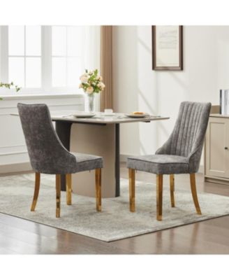 Chenille Dining Chairs Set of 2 (Gray)