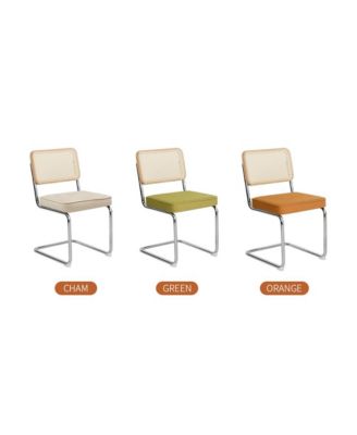 Streamdale Velvet Rattan Dining Chairs, Chrome Legs (Champagne, Set of 2