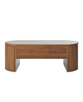 47.2" Lift Top Coffee Table w/ Hidden Compartment, Modern Oval Table