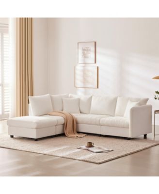 + 6-Piece + Fabric Upholstery + Modular Design with Ottoman & Pillows + Sectional Sofa