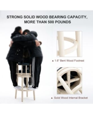 Bar Stools Seat Height 26" Leather Wooden Bar Stools(WHITE-BLUE 1pc)