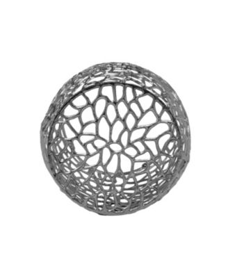 Aluminum Drum End Table with Intricate Design-Silver Nickel