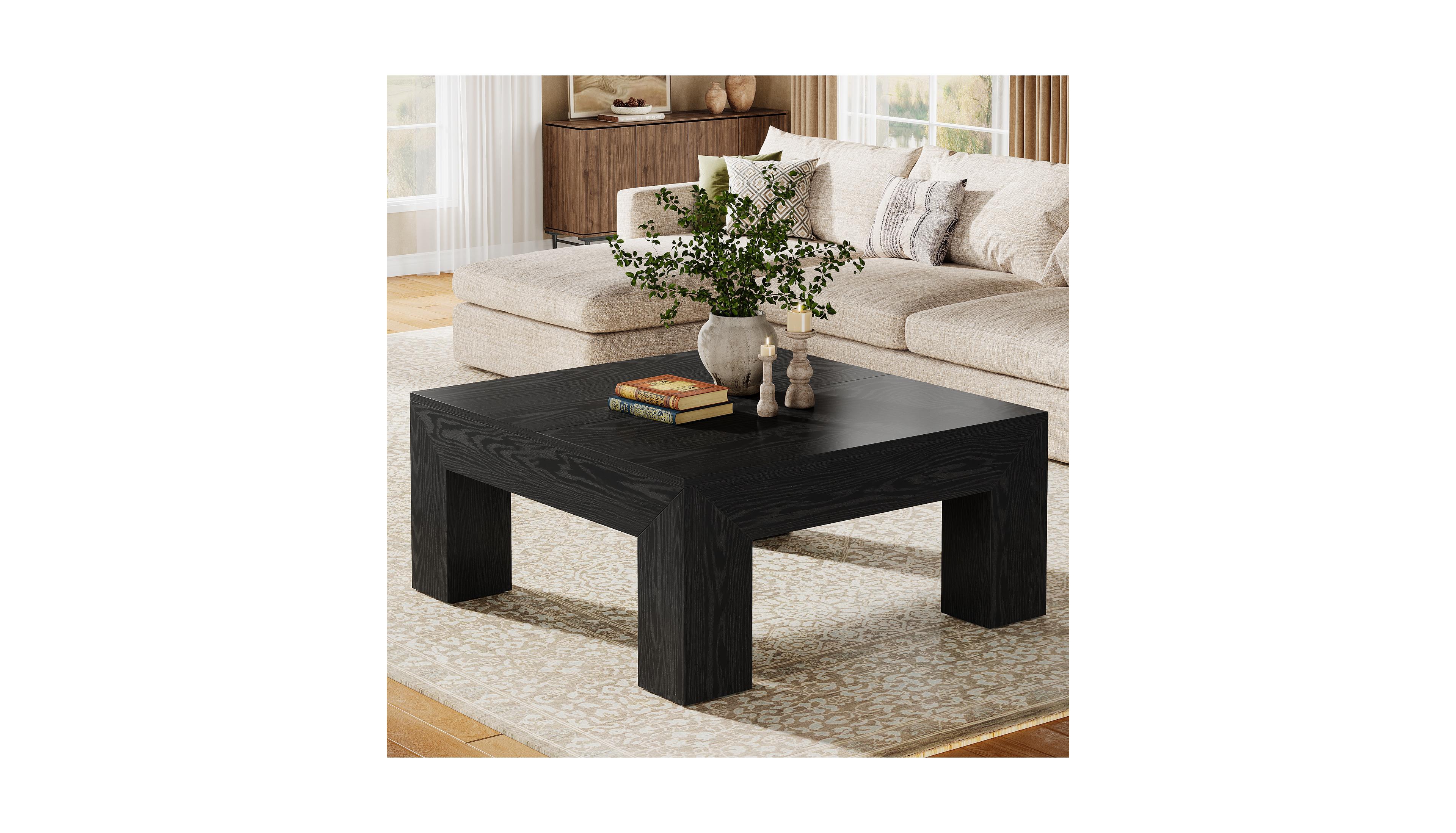 Tribesigns 39.4-Inch Square Coffee Table for Living Room, Farmhouse All Mdf Accent Center Cocktail