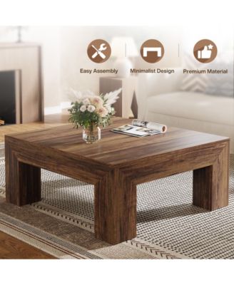 39.4-Inch Square Coffee Table for Living Room, Farmhouse All MDF Accent Center Cocktail Table