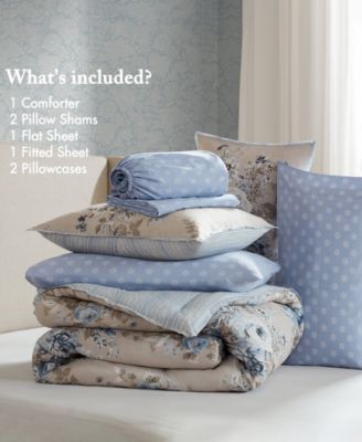 Heather Vintage Floral 7-Pc. Comforter Set, Full