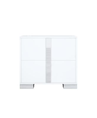 Streamdale Elegant White Mirrored Nightstand with 2 Drawers