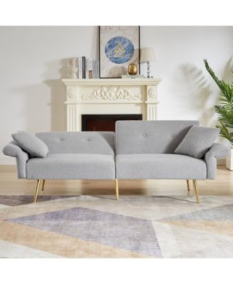Teddy Upholstered Loveseat Sofa Bed with Adjustable Back - Grey