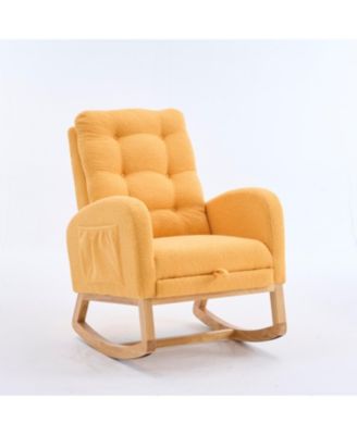 Yellow Accent Rocking Chair with Footrest