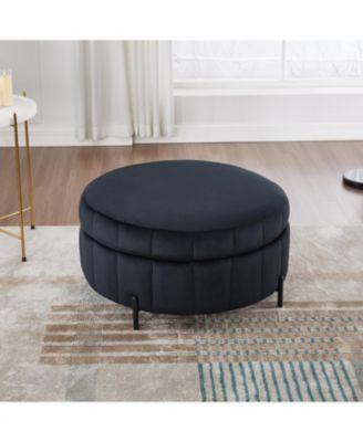 31.5" Velvet Storage Ottoman - Black