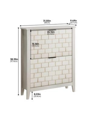 Streamdale Retro White Shoe Cabinet - Mid-Century Style