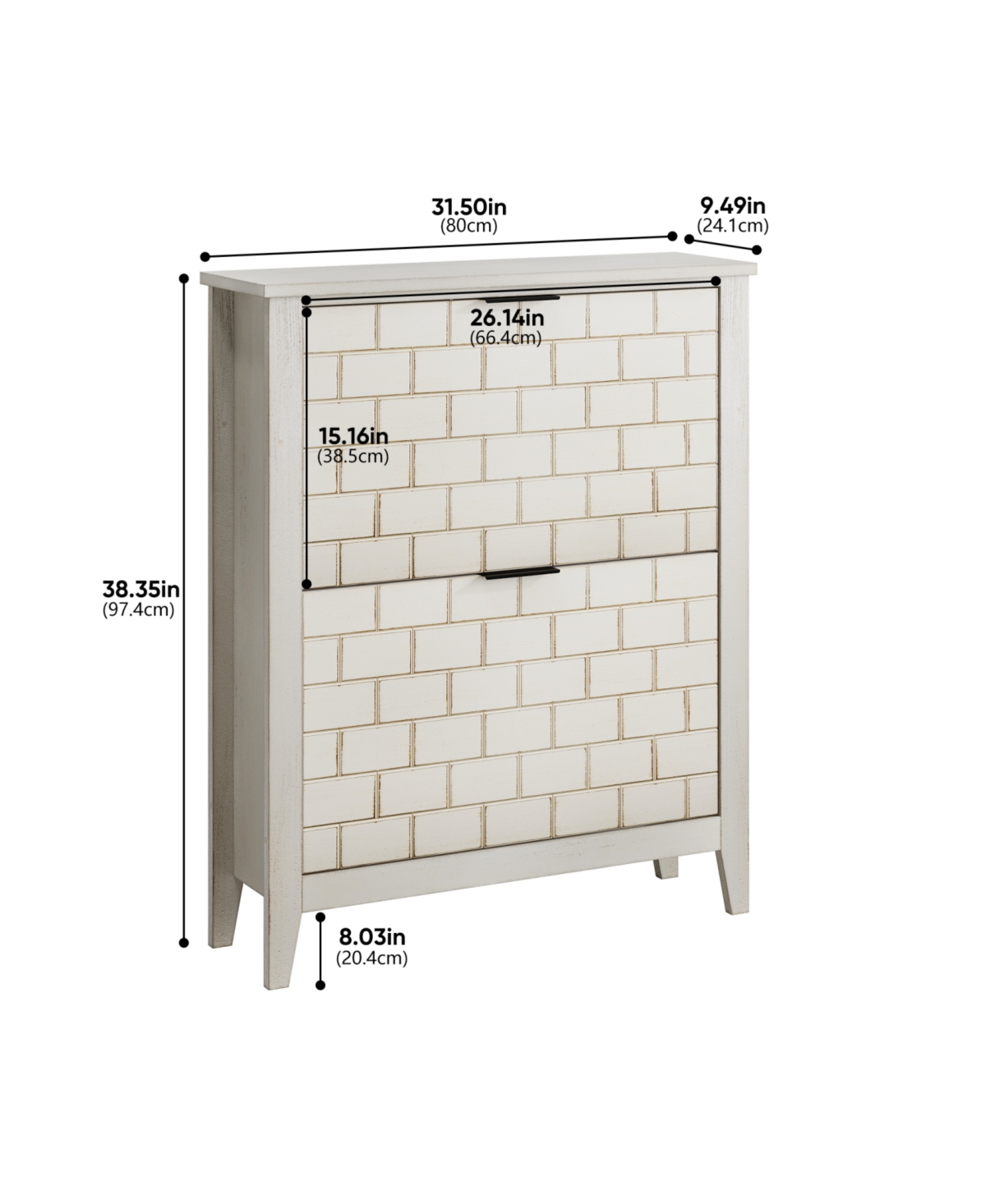 Streamdale Retro White Shoe Cabinet - Mid-Century Style