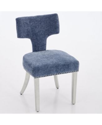 Streamdale Mid Century Blue Chenille Dining Chairs (Set of 2