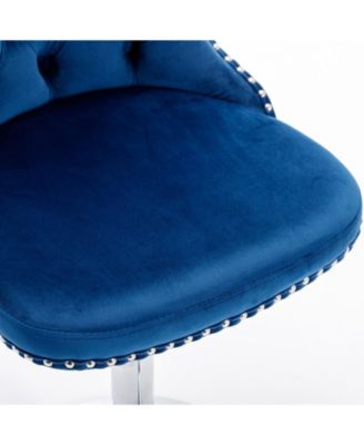 Streamdale Swivel Velvet Barstools, Adjustable Height, Chrome Base, Set of 2