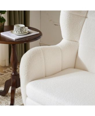 Streamdale White Teddy Fabric Accent Chair