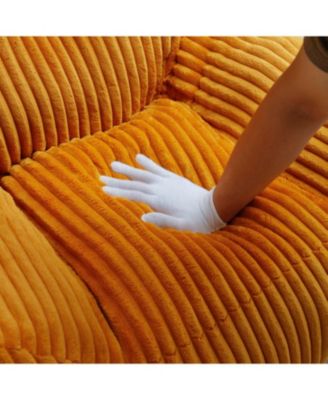  Giant Yellow Plush Bean Bag Chair with Footstool