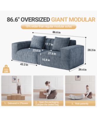 Belfin Modular Sectional Sofa Bed - Chenille Fabric Gary