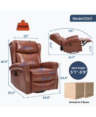 Streamdale Red Leather Heat Massage Rocker Swivel Recliner