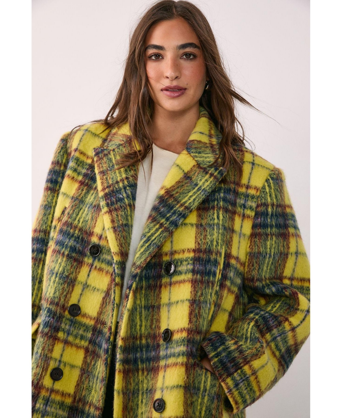 Nasty Gal Women's Checked Wool Blend Maxi Coat
