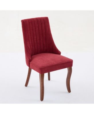 Streamdale Wine Red Flocked Linen Dining Chairs, Set of 2
