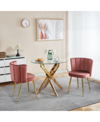 Streamdale Modern Velvet Dining Chair (Set of 2) with Gold Legs