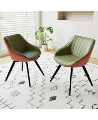 Medieval Modern Dining Chairs Set of 2(Green & Orange)