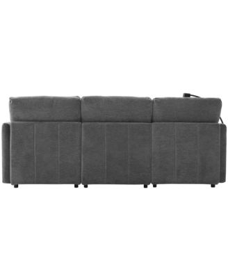  Modern Sectional Sofa U-Shaped Couch w/ Ottoman, USB & Phone Holder - Grey