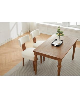 Streamdale Linen Fabric Armless Dining Chairs, Curved Back, Wood Legs, (Set of 2)