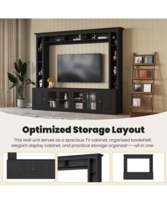 Modern Entertainment Center Wall Unit - 80" TV Stand, Black