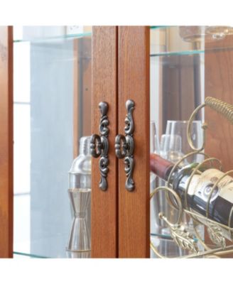 Streamdale Lighted Glass Curio Cabinet - Wood Frame, Oak