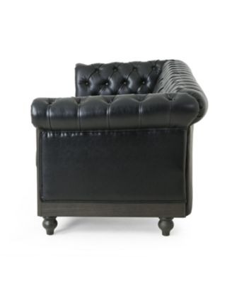 Comfy 3-Seat Sofa with Wooden Legs, Retro Style for Living Room and Study