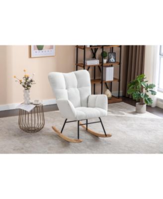 Teddy Fabric Rocking Gilder Nursery Chair for Living Room Indoor