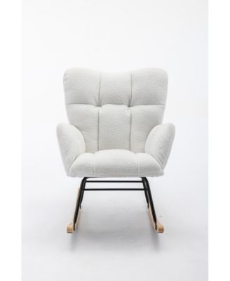 Teddy Fabric Rocking Gilder Nursery Chair for Living Room Indoor