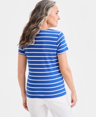 Women's Printed Short-Sleeve Scoop-Neck Top